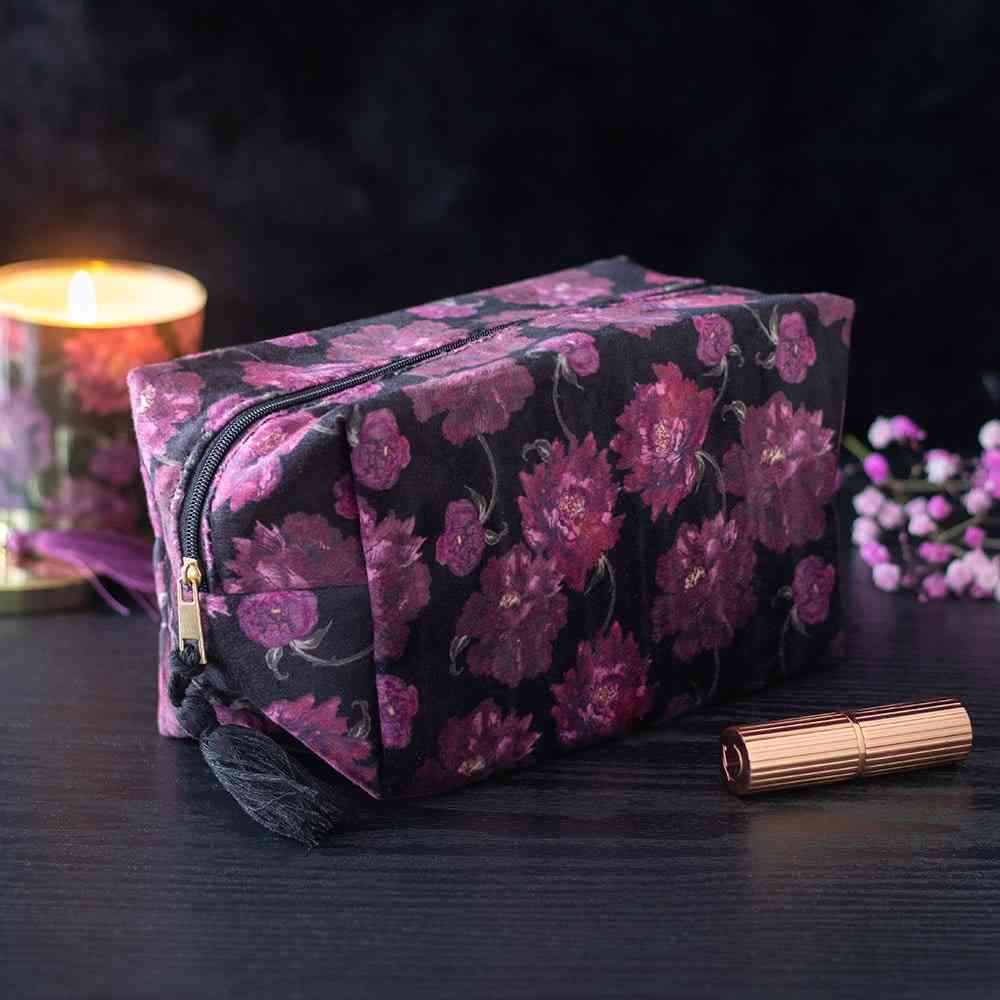 Something Different - Dark Romance Floral Print Makeup bag - Black